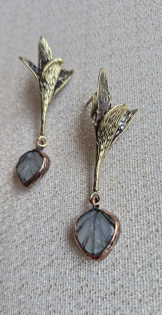 Earrings / Brass Copper Agate Larnil Default Title Default Title-