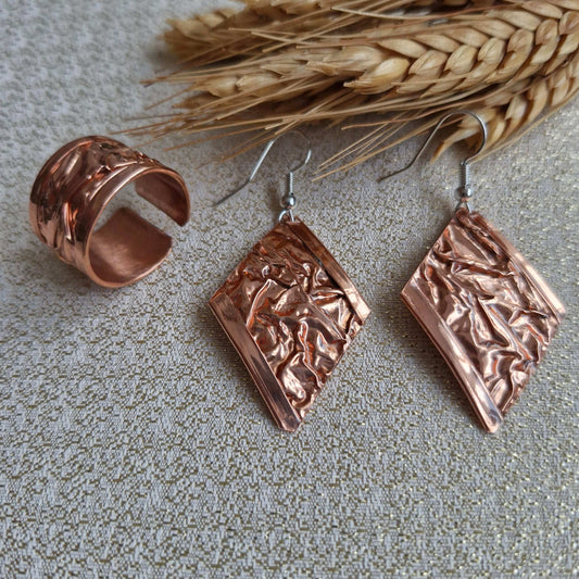 Jewelery Set / Gold Plating On Brass Larnil Ring Range Adjustable / Ring Circumference 6 cm Ring Range Adjustable / Ring Circumference 6 cm-