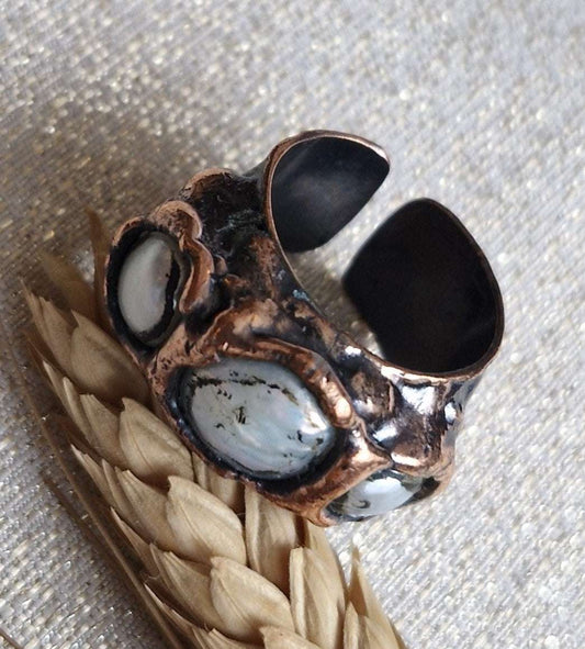 Rings / Adjustable Copper Pearl Larnil Range Adjustable / Circumference (cm) = 6 cm ( 60 mm ) Range Adjustable / Circumference (cm) = 6 cm ( 60 mm )-