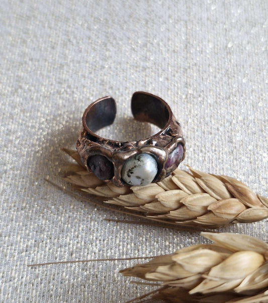 Rings / Adjustable Copper Pearl Tourmaline Larnil Range Adjustable / Circumference (cm) = 6 cm ( 60 mm ) Range Adjustable / Circumference (cm) = 6 cm ( 60 mm )-