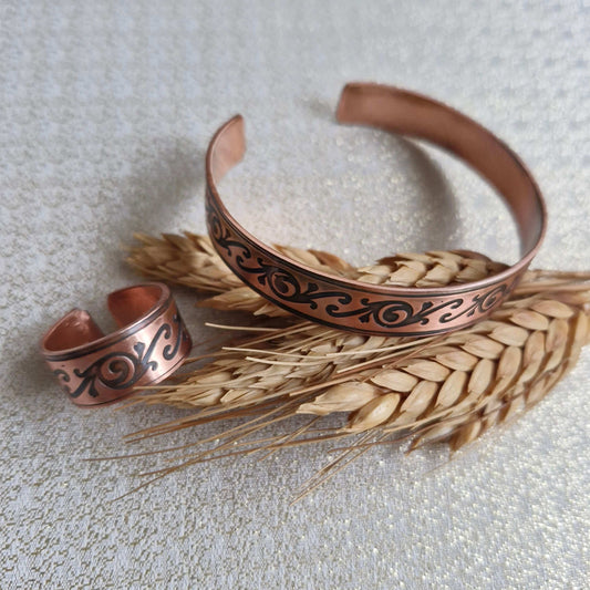 Jewelry Sets / Adjustable Copper Jewelery Larnil Ring & Bracelet Range Adjustable / Ring Circumference 6 cm - Wrist size 19 cm Ring & Bracelet Range Adjustable / Ring Circumference 6 cm - Wrist size 19 cm-