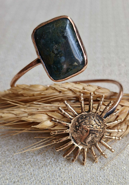 Bracelets / Adjustable Copper Bronze Mossy Agate Larnil Range adjustable / standard ( wrist size = 19 cm ) Range adjustable / standard ( wrist size = 19 cm )-