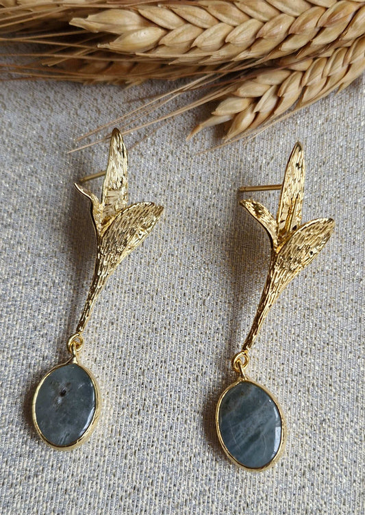 Earrings / Gold Plated Aquamarine On Brass Larnil Default Title Default Title-