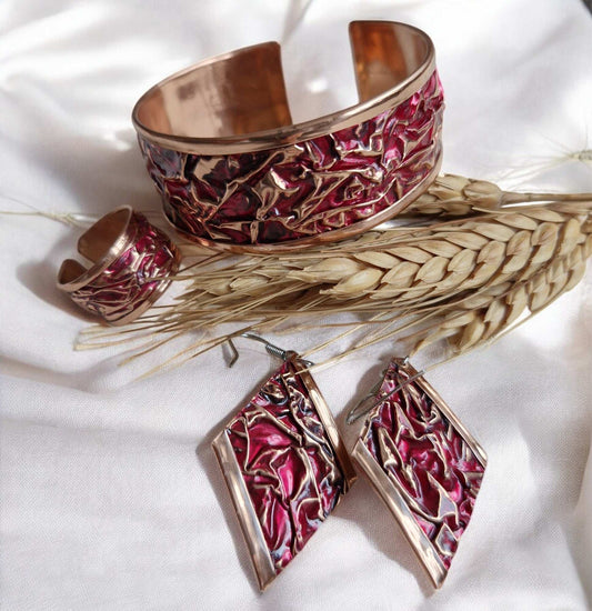 Jewelry Sets / Adjustable Copper Set Larnil Ring & Bracelet Range Adjustable / Ring Circumference 6 cm - Wrist size 19 cm Ring & Bracelet Range Adjustable / Ring Circumference 6 cm - Wrist size 19 cm-