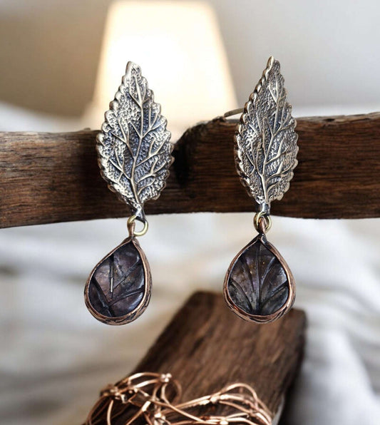 Earrings / Brass Copper Amethyst Larnil Default Title Default Title-