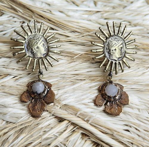 Earrings / Brass Copper Moonstone Larnil Default Title Default Title-