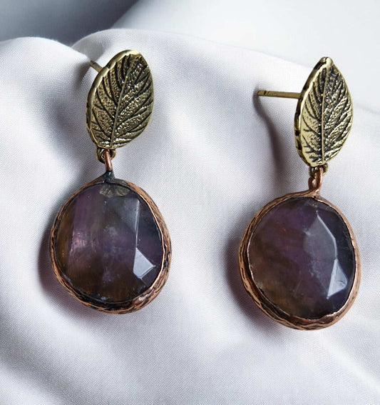 Earrings / Brass Copper Amethyst Larnil Default Title Default Title-