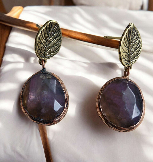 Earrings / Brass Copper Amethyst Larnil Default Title Default Title-