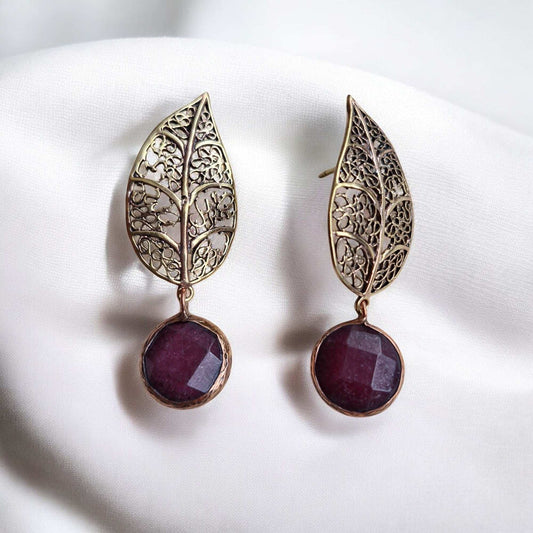 Earrings / Copper Brass Ruby Larnil Default Title Default Title-