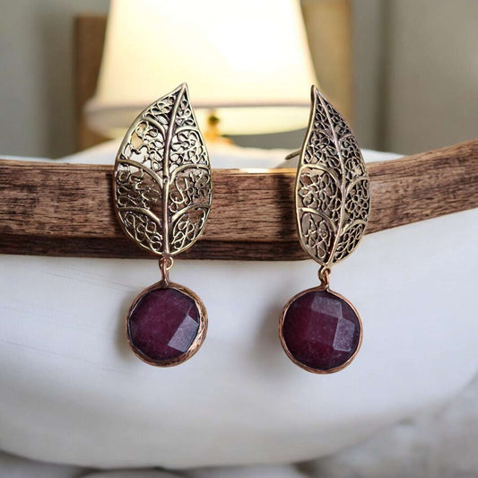 Earrings / Copper Brass Ruby Larnil Default Title Default Title-