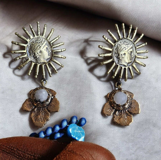 Earrings / Brass Copper Moonstone Larnil Default Title Default Title-