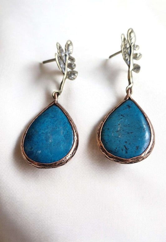 Earrings / Brass Copper Turquoise Larnil Default Title Default Title-