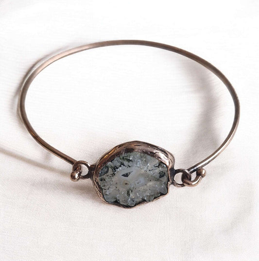 Bracelets / Adjustable Fossil Agate Copper Larnil Wrist Size (cm) = 19 cm Wrist Size (cm) = 19 cm-