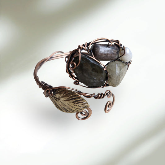 Bracelets / Adjustable Copper Brass Labradorite Tourmaline Moonstone Pearl Larnil Range adjustable / standard ( wrist size = 19 cm ) Range adjustable / standard ( wrist size = 19 cm )-