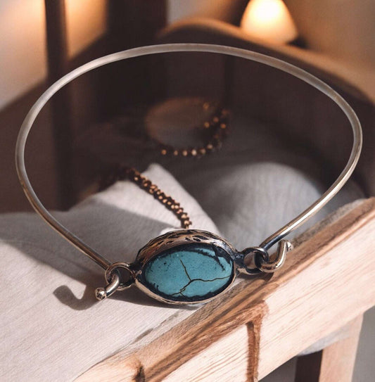 Bracelets / Adjustable Copper Turquoise Stone Larnil Wrist Size (cm) = 19 cm Wrist Size (cm) = 19 cm-