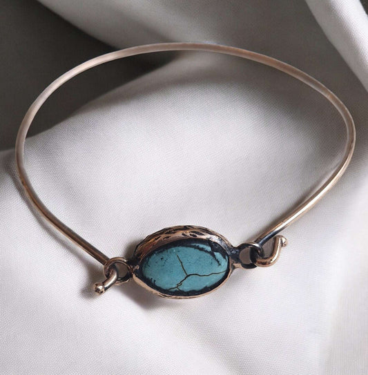 Bracelets / Adjustable Copper Turquoise Stone Larnil Wrist Size (cm) = 19 cm Wrist Size (cm) = 19 cm-