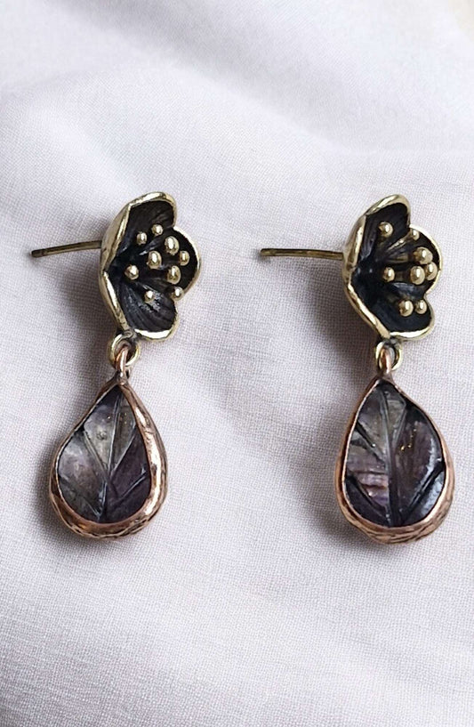 Earrings / Bronze Copper Amethyst Larnil Default Title Default Title-