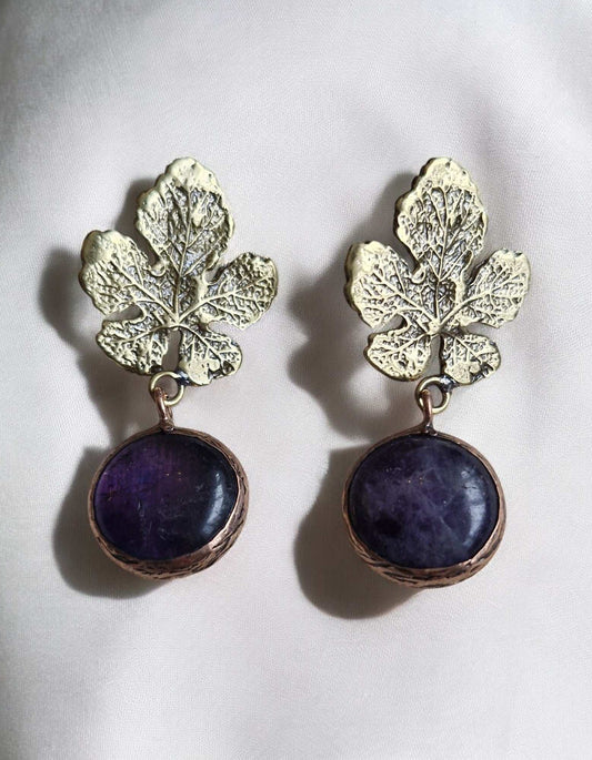 Earrings / Brass Copper Amethyst Larnil Default Title Default Title-