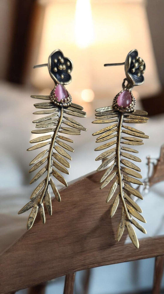 Earrings/ Bronze Brass Handmade Glass Larnil Default Title Default Title-