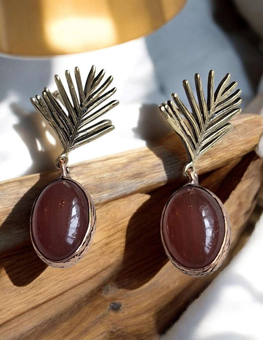 Earrings / Brass Copper Agate Larnil Default Title Default Title-