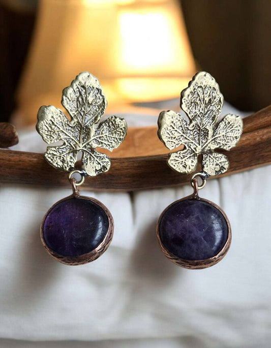 Earrings / Brass Copper Amethyst Larnil Default Title Default Title-