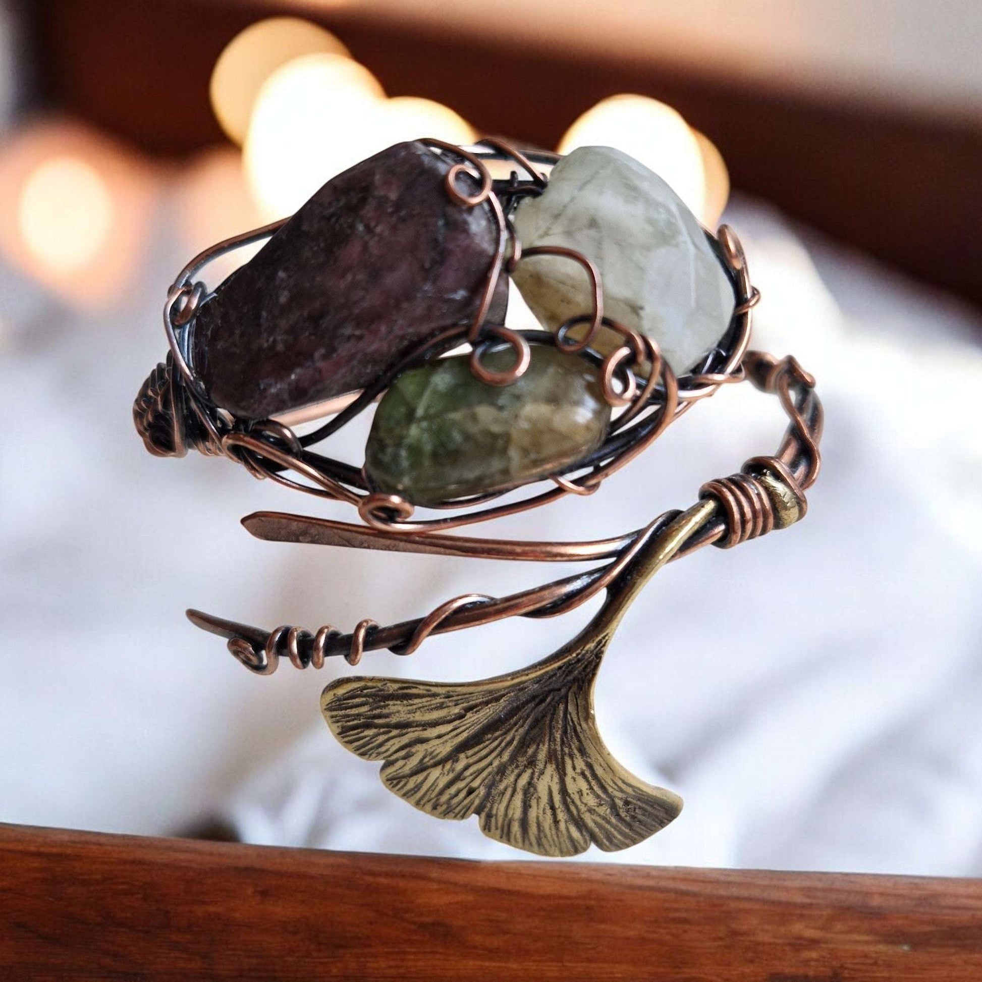 Bracelets / Adjustable Copper Tourmaline Moonstone Larnil Range adjustable / standard  ( wrist size = 19 cm ) Range adjustable / standard  ( wrist size = 19 cm )-